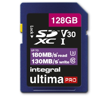 Integral INSDX128G-180V30 128GB SD CARD SDXC UHS-1 U3 CL10 V30 UP TO 180MBS READ 130MBS WRITE