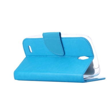 Luxe Lederen Bookcase hoesje voor de Huawei Ascend G610 - Blauw (Huawei Ascend G610) Blauw