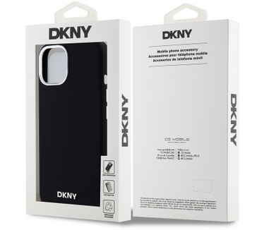 DKNY Silicone Metal Logo Back Case - iPhone 15 (6.1") - Zwart Zwart
