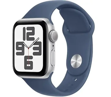 Apple Watch Watch SE 2024 40mm Zilver (Blauwe Siliconenband S/M), Zilver (Blauw)
