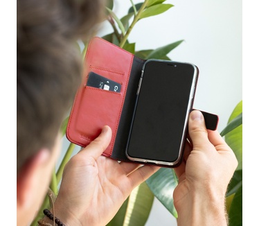 Selencia Echt Lederen Bookcase Samsung Galaxy A42 - Rood
