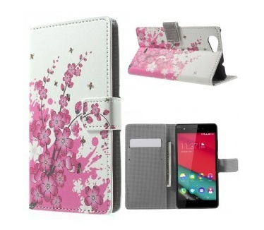 qMust Wiko Pulp 4G Wallet Case - hoesje met stand - Pink Blossom