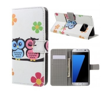 qMust Samsung Galaxy S7 edge Wallet Case - hoesje met stand - Cute Owls