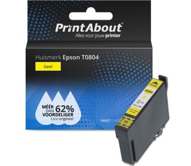 PrintAbout Huismerk Epson T0804 Inktcartridge Geel