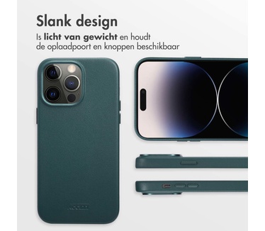 Accezz MagSafe Leather Backcover iPhone 14 Pro Max - Donkergroen