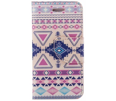 Driehoek print lederen bookcase hoesje voor de Apple iPhone 4S (Apple iPhone 4S) Multi-color