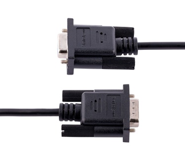 Startech.com 3m RS232 Serial Null Modem Kabel, Seriële Crossover Kabel met Al-Mylar Afscherming, DB9 Seriële COM Poort Kabel Female naar Male, Compatibel met DTE Apparatuur, Zwart, F/M