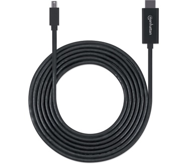 Manhattan Mini DisplayPort to HDMI Cable, 1080p, 3m, Male to Male, 1080p@60Hz (1920x1080p), Audio Pass-Through Uncompressed Digital 7.1, 5.1 and 2 channels, Black