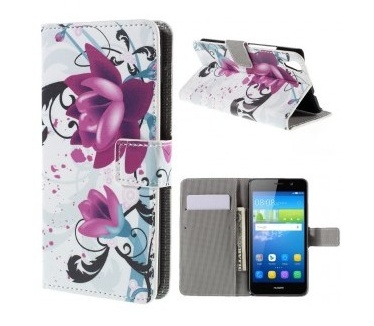 qMust Huawei Y6 Wallet Case - hoesje met stand - Lotus Flower