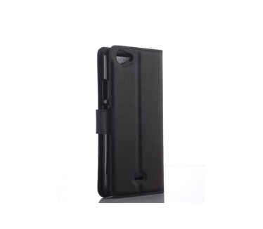 Wiko Rainbow Jam Lederen Wallet Flip Case Stand Zwart