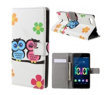 qMust Wiko Fever 4G Wallet Case - hoesje met stand - Cute Owls
