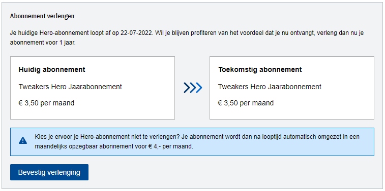 Verlengwidget