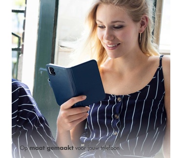 Selencia Echt Lederen Bookcase Samsung Galaxy S22 Ultra - Blauw