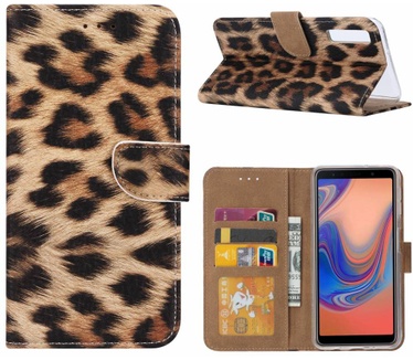 Panter print lederen Bookcase hoesje voor de Samsung Galaxy A7 2018 (Samsung Galaxy A7 2018)