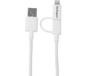 Startech.com Apple Lightning- of Micro USB-naar-USB-kabel 1 m, wit