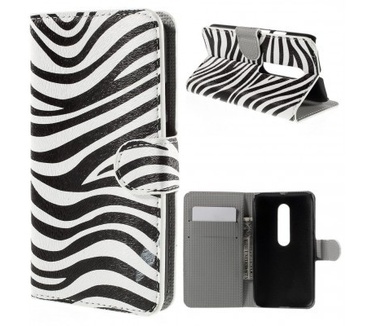qMust Motorola Moto G (3rd gen) Wallet Case - hoesje met stand - Zebra