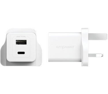 PanzerGlass empower™ by PanzerGlass® Turbo 35W Charger incl. USB-C + USB-A | UK Plug| Silver White