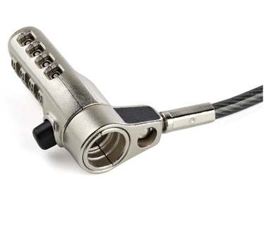 Startech.com 2m Universeel Laptop Kabelslot met 4-cijfer Combinatieslot 3-in-1 Security Lock voor apparaten met K-Slot, Nano K-Slot of Noble Wedge Slot Anti-Diefstal Stalen Kabel