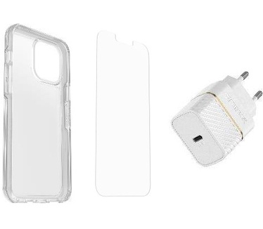 Otterbox Symmetry Clear + Alpha Glass Anti-Microbial + EU USB-C Wall Charger 20W Series voor Apple iPhone 13 Pro Max, transparant