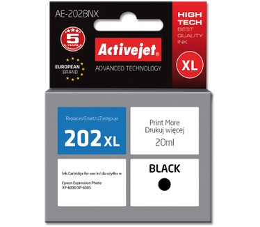 Activejet Activejet AE-202BNX inkt (vervanging van Epson 202XL G14010; Supreme; 20 ml; zwart)