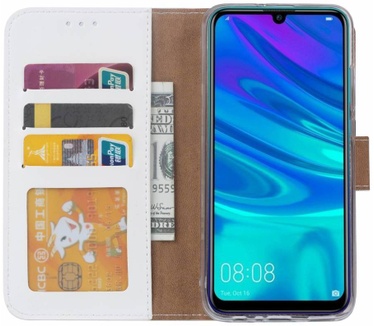 Luxe Lederen Bookcase hoesje voor de Huawei P Smart 2019 - Wit (P Smart 2019) Wit