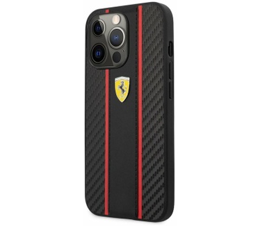 Ferrari Stripe Carbon Back Case - iPhone 14 Pro (6.1") - Zwart Zwart