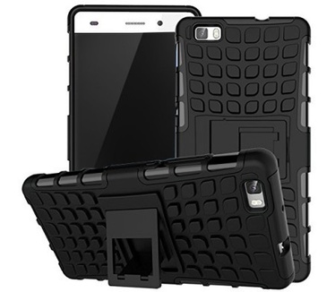 qMust Huawei P8 Lite (2017) Rugged Hybrid Case - Dual Protection - Zwart