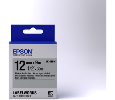 Epson Metallic Tape - LK-4SBM Metallic Blk/Siv 12/9
