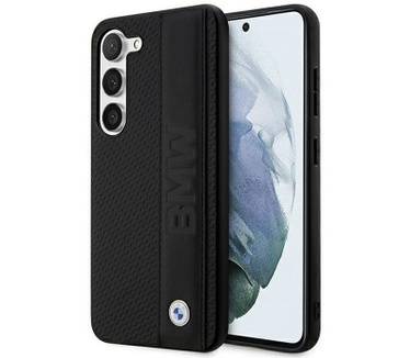 BMW Big Logo Leather Back Case Samsung Galaxy S23 (S911) - Zwart Zwart