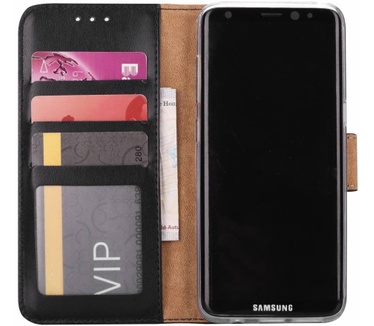 Luxe Lederen Bookcase hoesje voor de Samsung Galaxy S8 - Zwart (Samsung Galaxy S8) Zwart