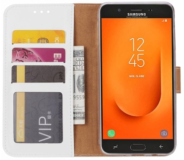 Luxe Lederen Bookcase hoesje voor de Samsung Galaxy J7 Prime 2 - Wit (Samsung Galaxy J7 Prime 2) Wit