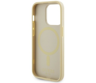 Guess Saffiano MagSafe Back Case iPhone 15 Pro Max (6.7") - Goud Goud