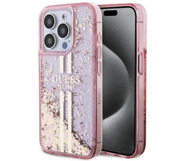 Guess Liquid Glitter Back Case - iPhone 15 Pro Max (6.7") - Roze Roze