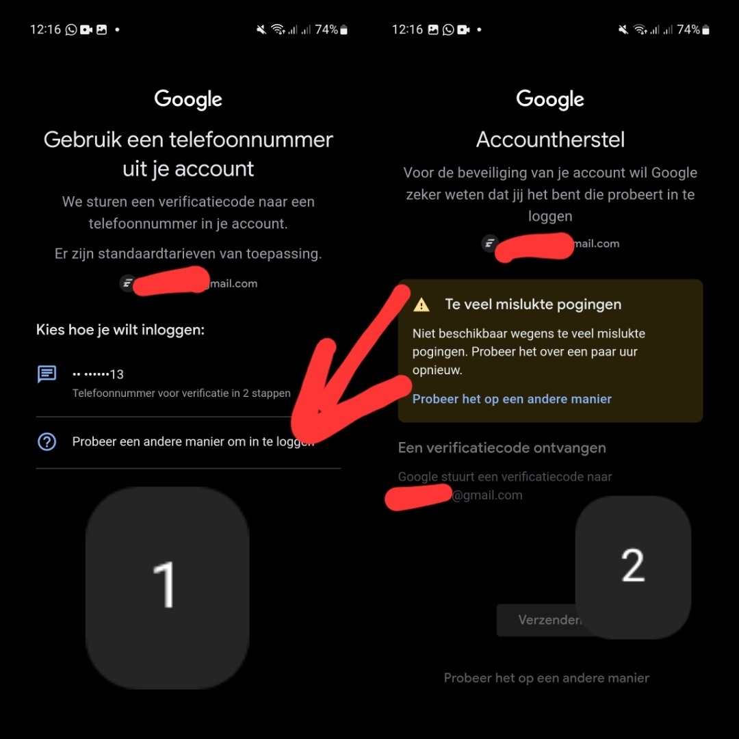 Gmail herstellen lukt niet en hosting GoT