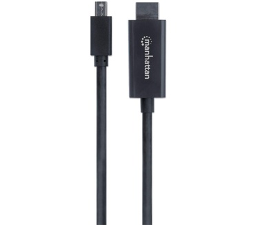Manhattan Mini DisplayPort to HDMI Cable, 4K, 1.8m, Male to Male, 4K@60Hz (3840 x 2160 at 60 Hz), High Definition Audio, Black Zwart
