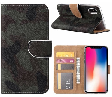 Leger Camouflage print lederen Bookcase hoesje voor de Apple iPhone X (Apple iPhone X)