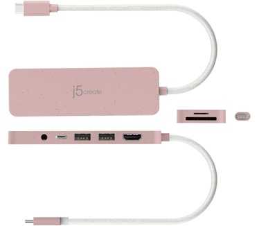 j5create JCD373ER-N Milieuvriendelijke USB-C®-hub met meerdere poorten en stroomvoorziening