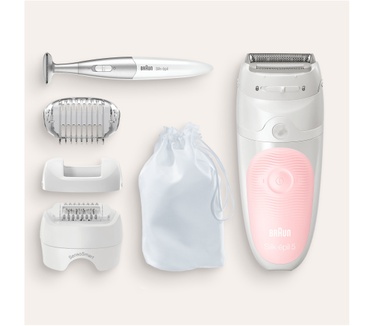 Braun Silk-épil 5 5-820 Epilator Voor Vrouwen Voor Zachte Ontharing, Wit/Roze