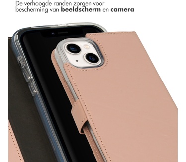 Selencia Echt Lederen Bookcase iPhone 14 Plus - Dusty Pink