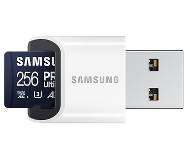 Samsung Pro Ultimate microSD card 256GB + USB-adapter