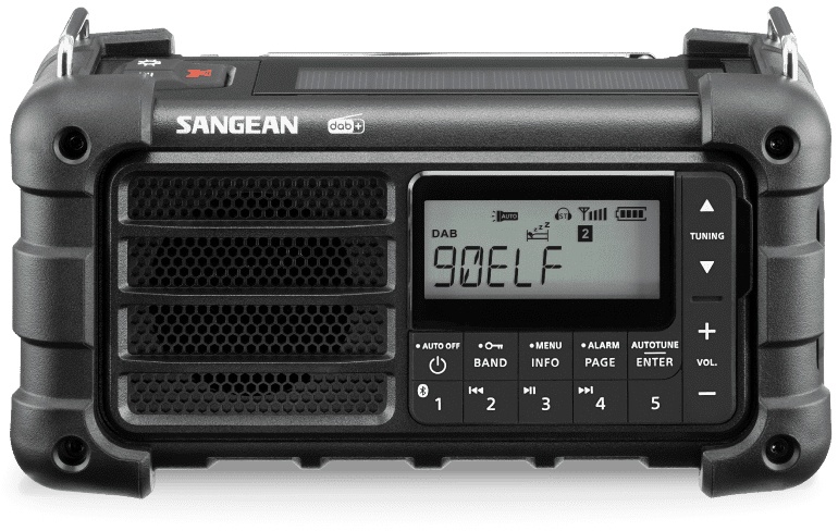 Sangean MMR-77 Outdoorradio VHF  FM , Middengolf Noodradio Handslinger Spatwaterbestendig Zaklamp Oplaadbaar Zwart 44438