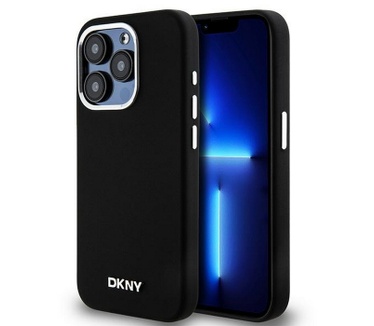 DKNY Silicone Metal Logo Back Case - iPhone 15 Pro (6.1") Zwart Zwart
