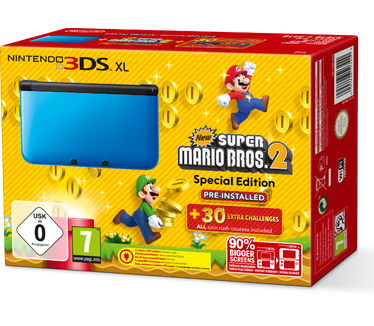 Nintendo 3DS XL + New Super Mario Bros. 2 Blauw, Zwart