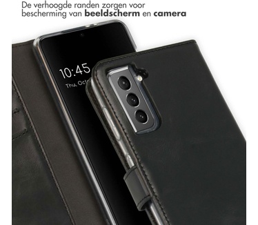 Selencia Echt Lederen Bookcase Samsung Galaxy S21 - Zwart