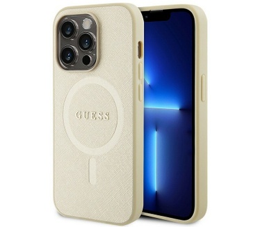 Guess Saffiano MagSafe Back Case - iPhone 15 Pro (6.1") - Goud Goud