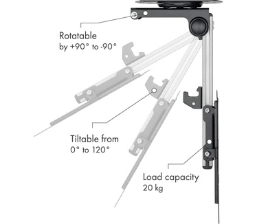 Techly Fold-Up Retractable Ceiling Mount for TV LED/LCD 17"-37" Black