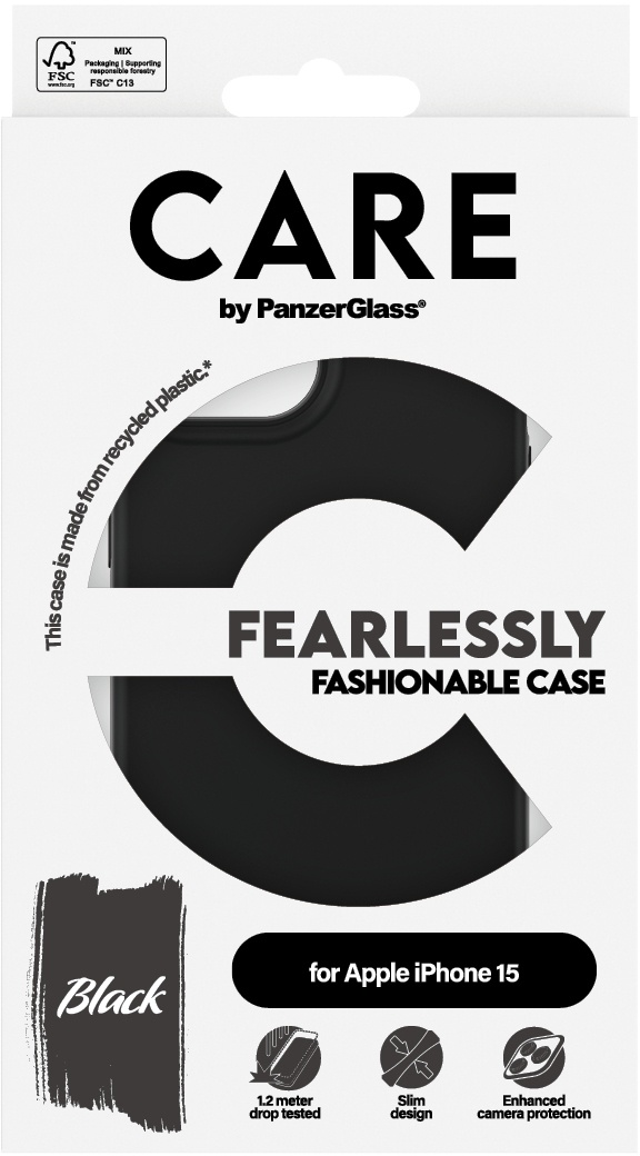PanzerGlass CARE by PG BLK iPhone 15 (Apple iPhone 15) Transparant