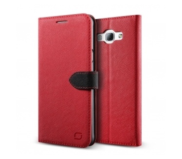 Lific Saffiano Wallet Case Samsung Galaxy A8 - Red/Black