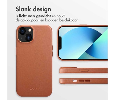 Accezz MagSafe Leather Backcover iPhone 13 - Bruin