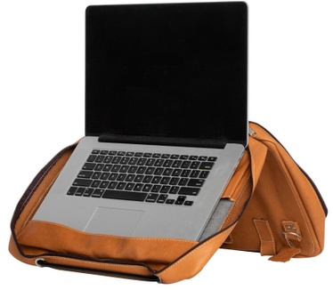 R-Go Tools R-Go Viva 15.6" Laptoptas, Full Grain Leather (LWG gecertificeerd), Geïntegreerde laptopstandaard, Schouderband, Bruin